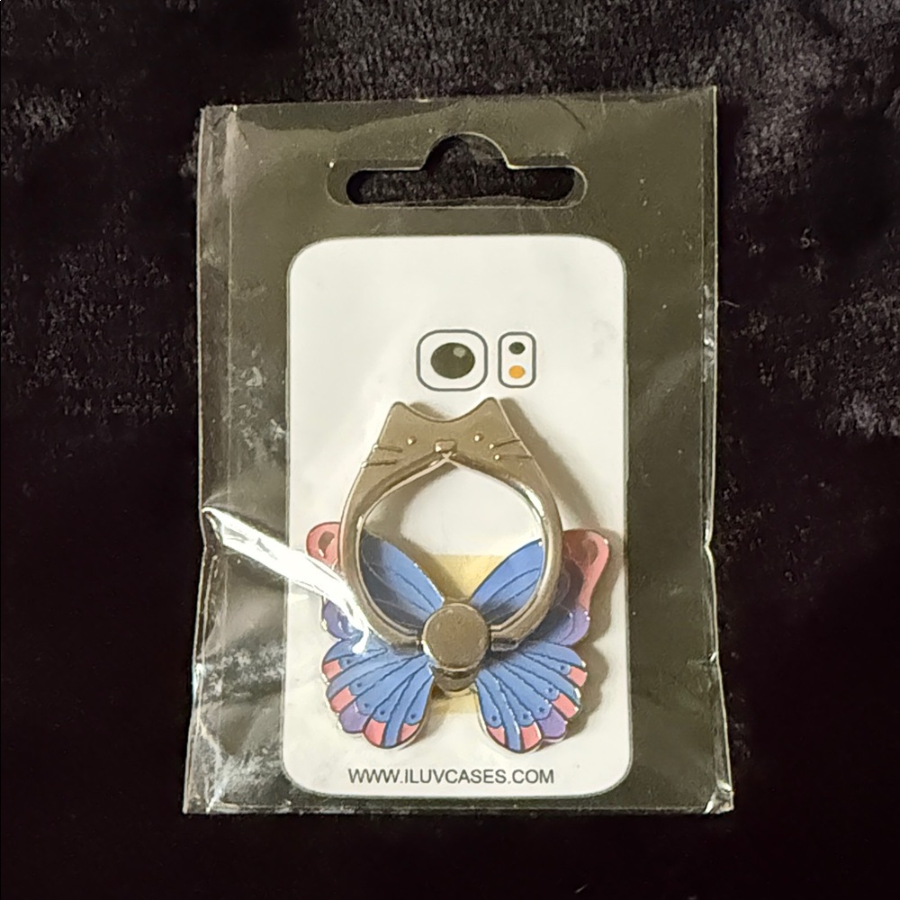 Butterfly Phone Ring Holder - Blue and Pink